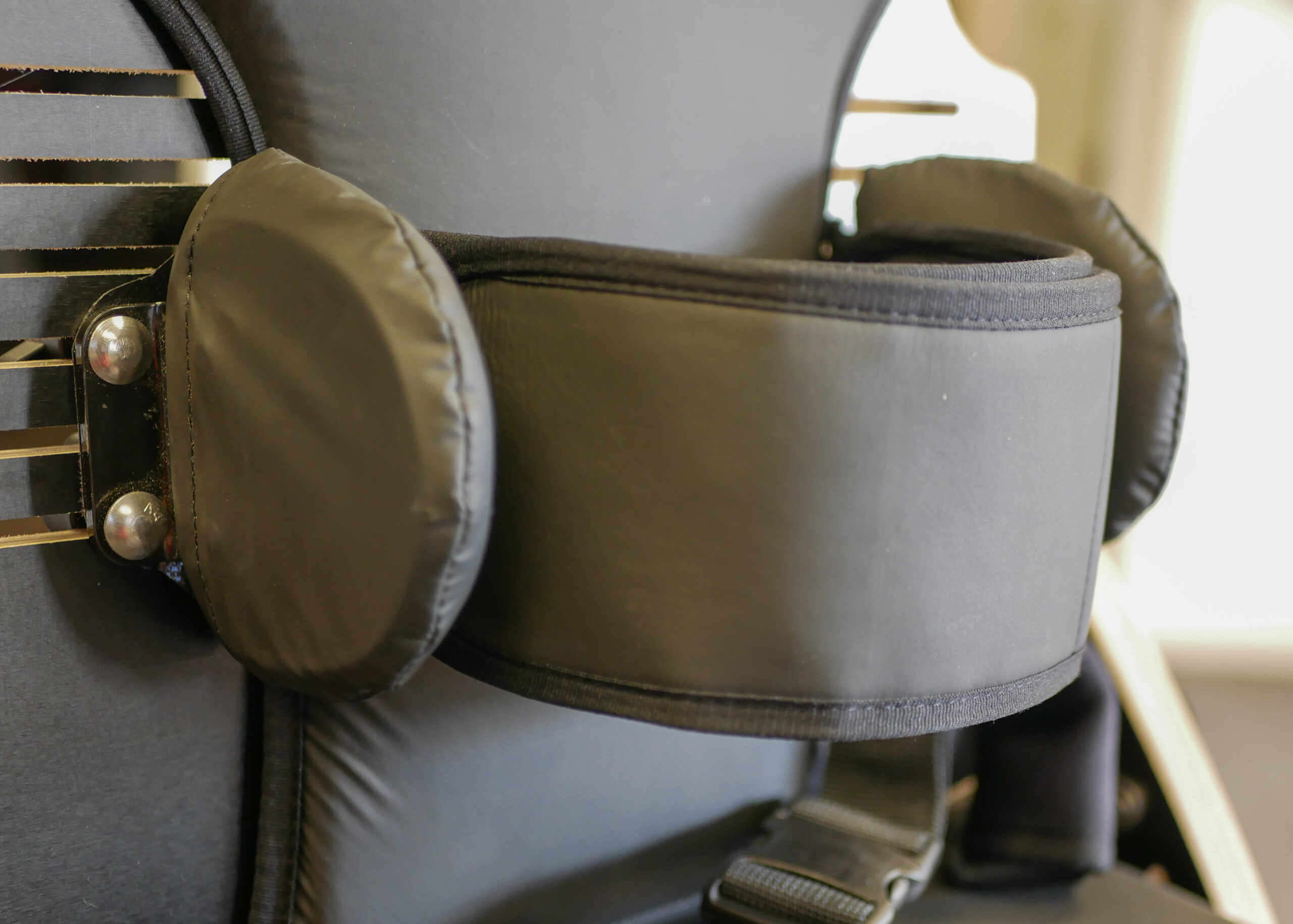 Close-up of padded lateral supports on the Zeat Seat, providing trunk stability and comfort
